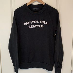 Capitol Hill Seattle Crewneck Black Sweatshirt - New!